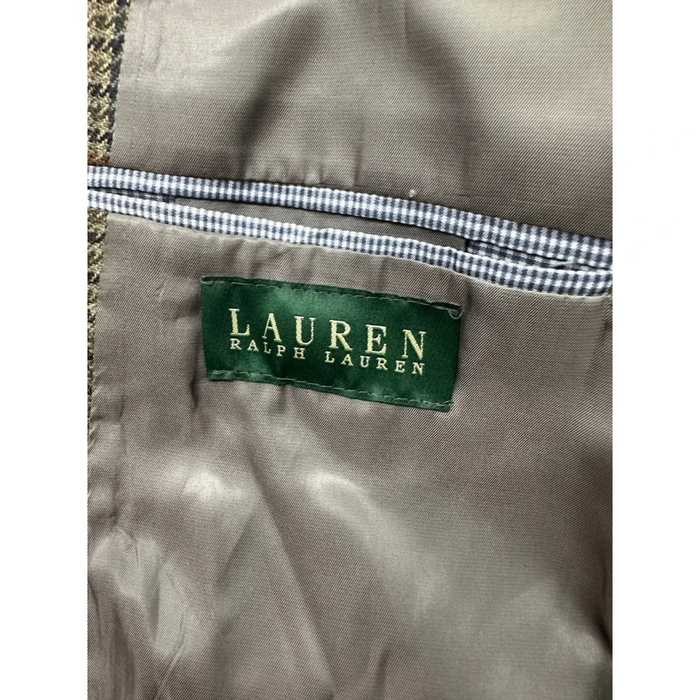 Lauren Ralph Lauren Mens 44L‎ 100% Lambswool Blazer Brown Houndstooth Sport Coat